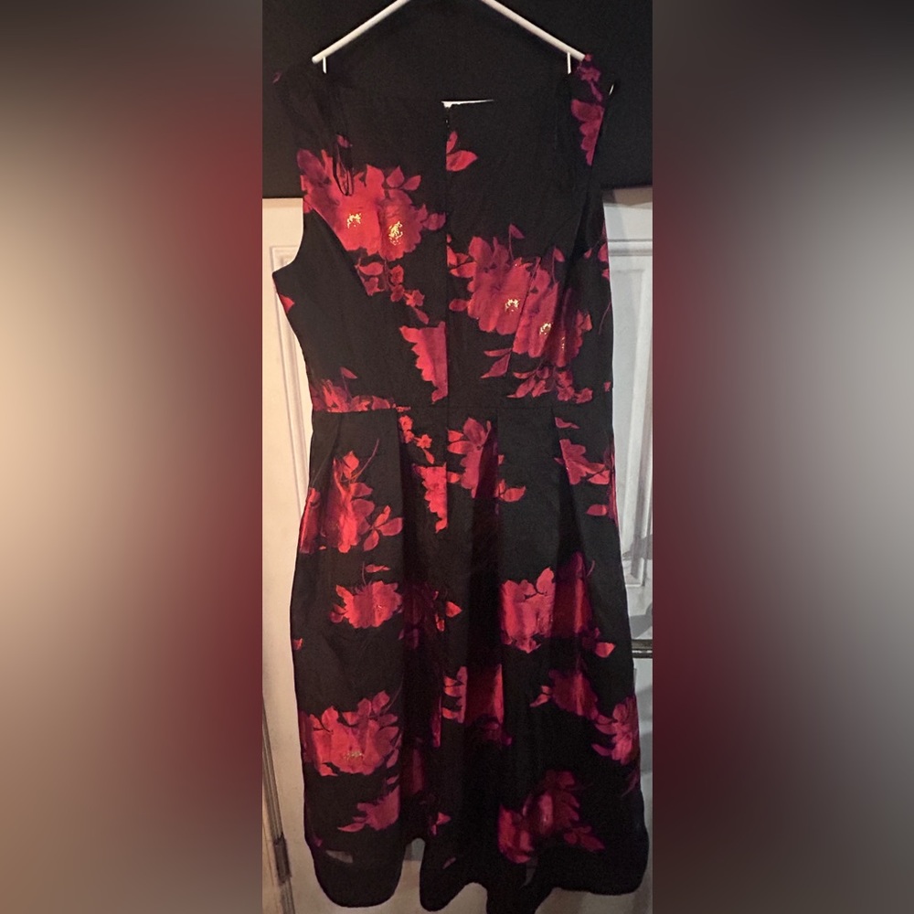 Red Floral with gold accent dress